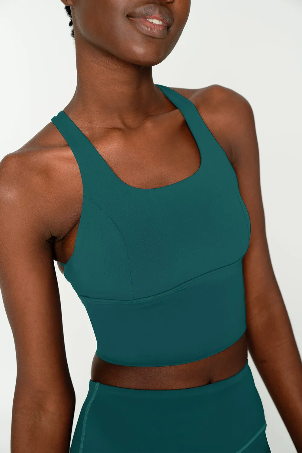 4 for $54 - Emerald Green Kelly Multi-Strap Back Long Line Padded Sports Bra - Women