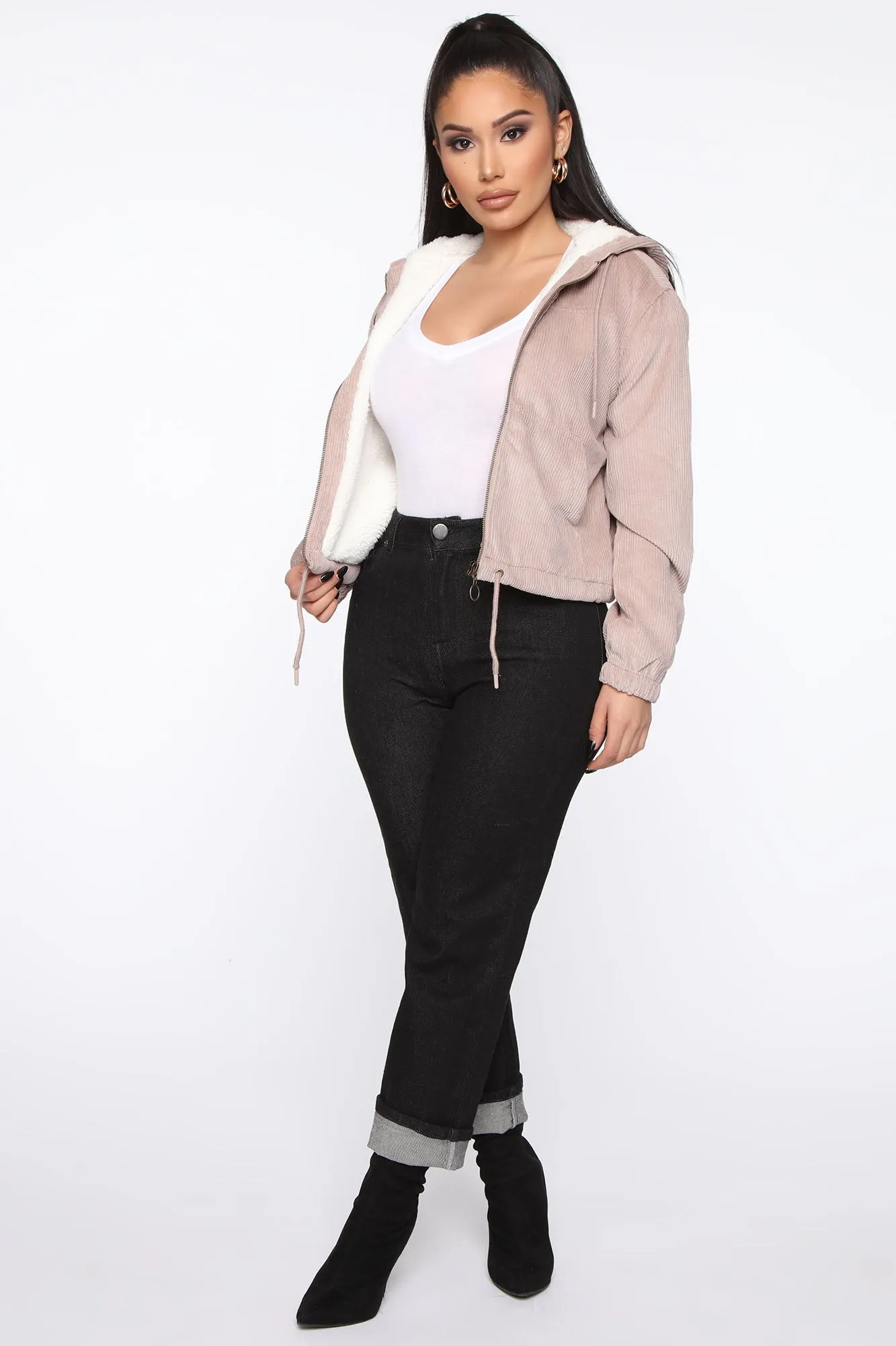 Alessandra Corduroy Bomber Jacket - Mauve