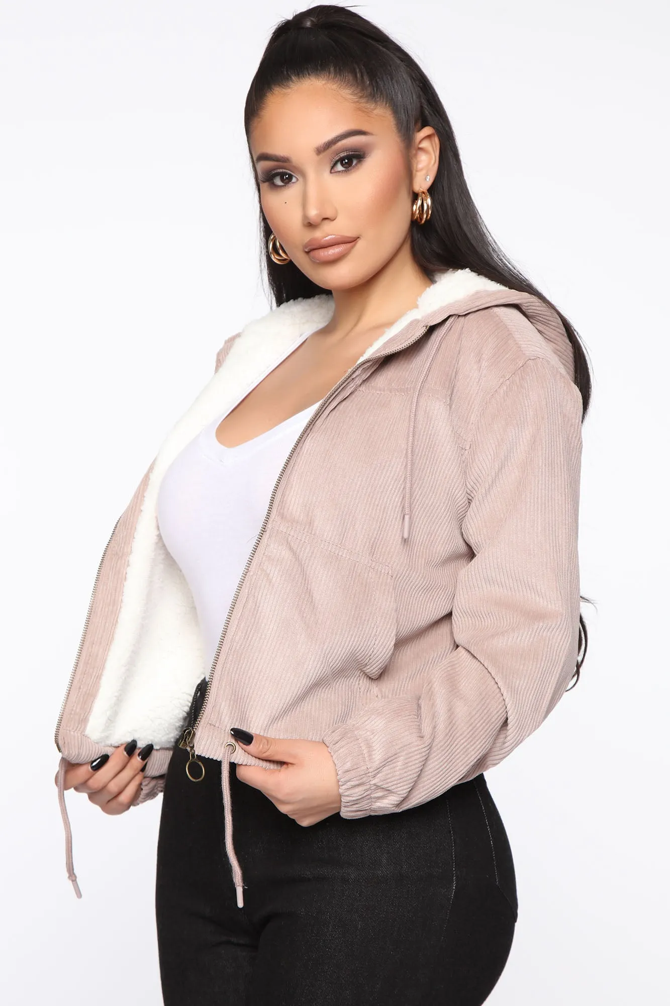 Alessandra Corduroy Bomber Jacket - Mauve