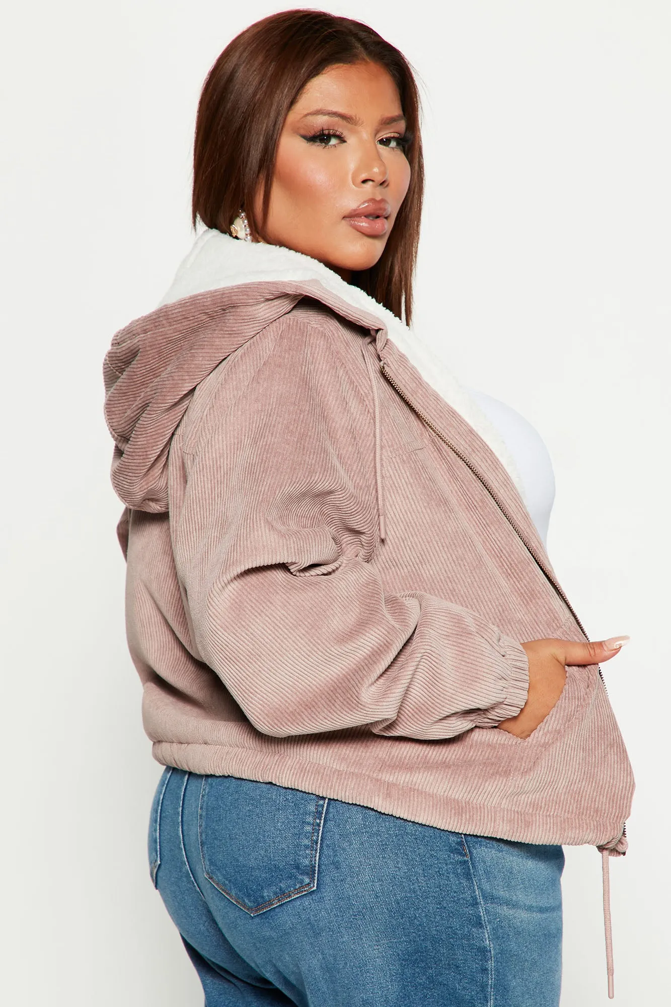 Alessandra Corduroy Bomber Jacket - Mauve