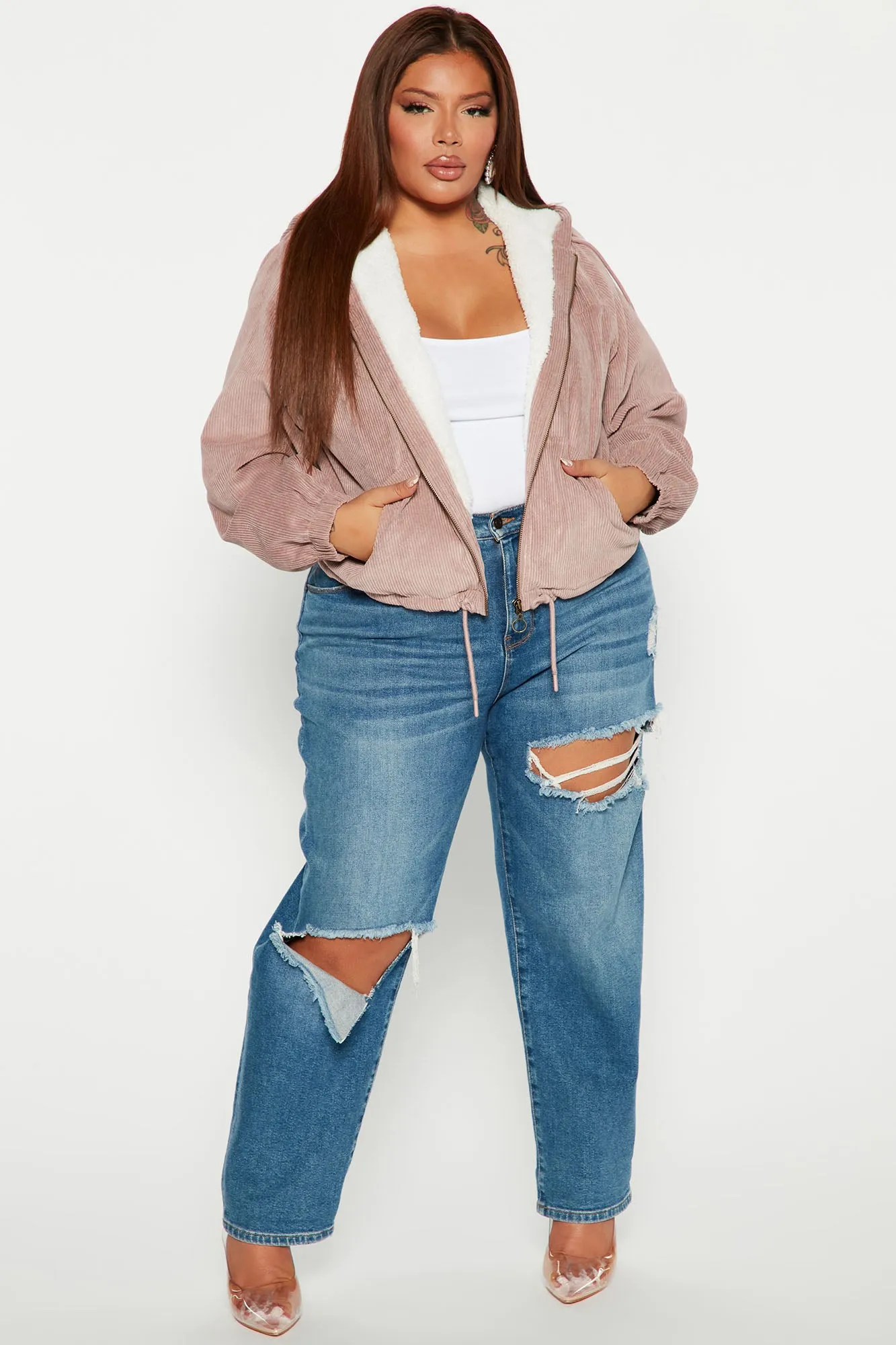 Alessandra Corduroy Bomber Jacket - Mauve