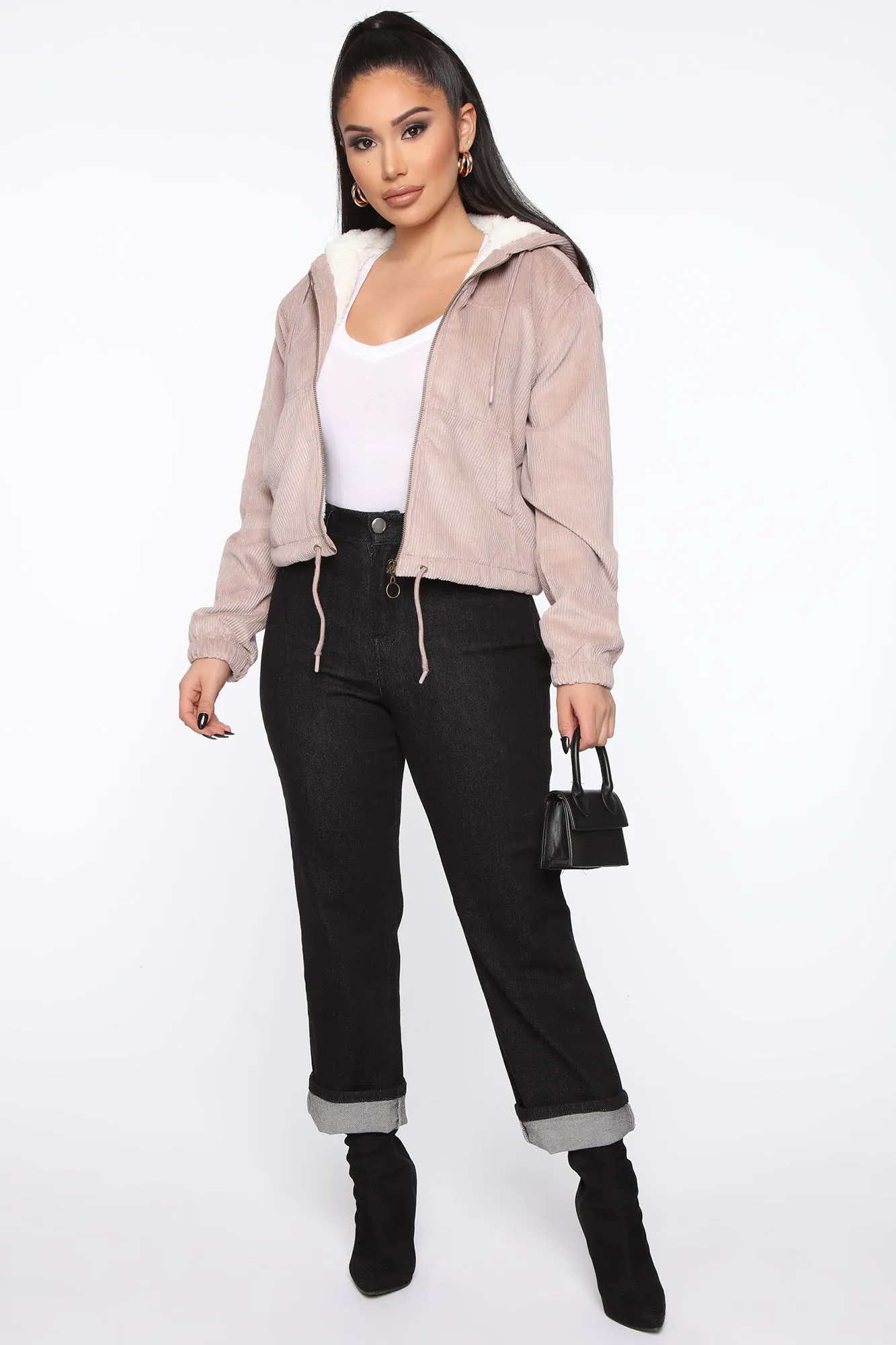 Alessandra Corduroy Bomber Jacket - Mauve