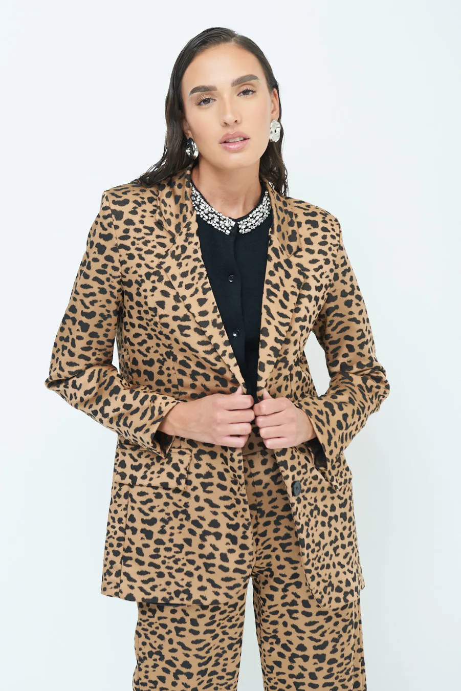 Animal print long blazer wholesale