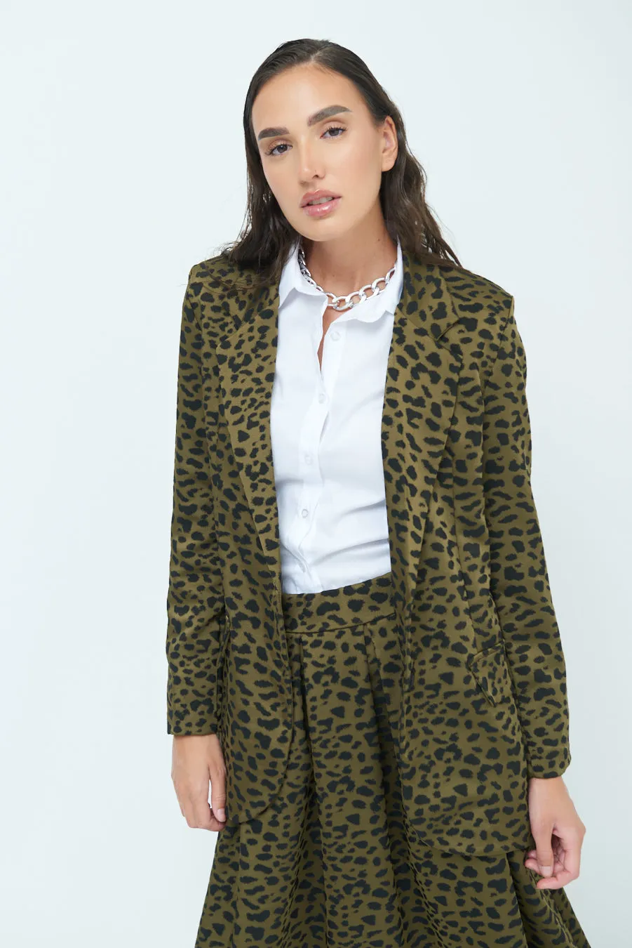 Animal print long blazer wholesale