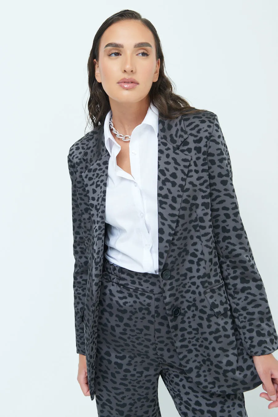 Animal print long blazer wholesale