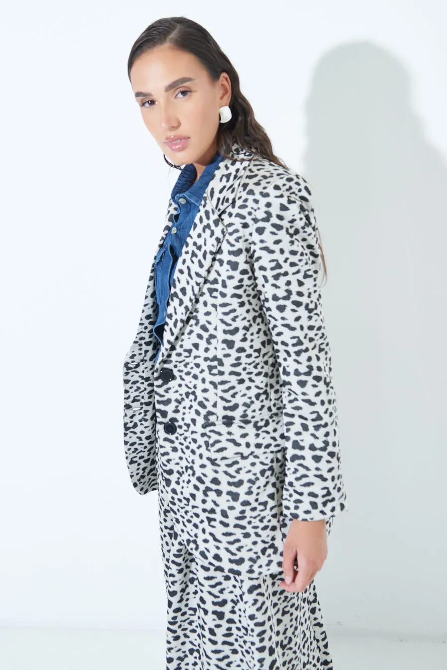 Animal print long blazer wholesale