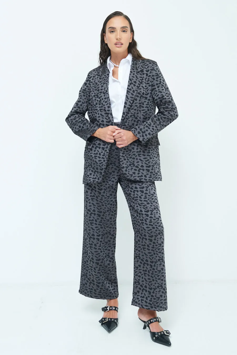 Animal print long blazer wholesale