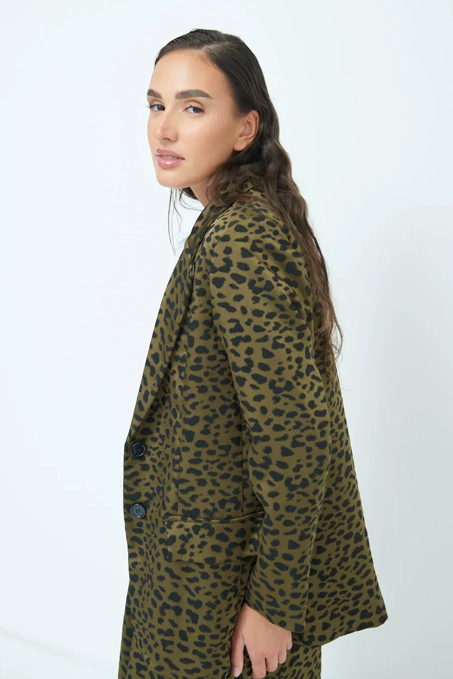 Animal print long blazer wholesale