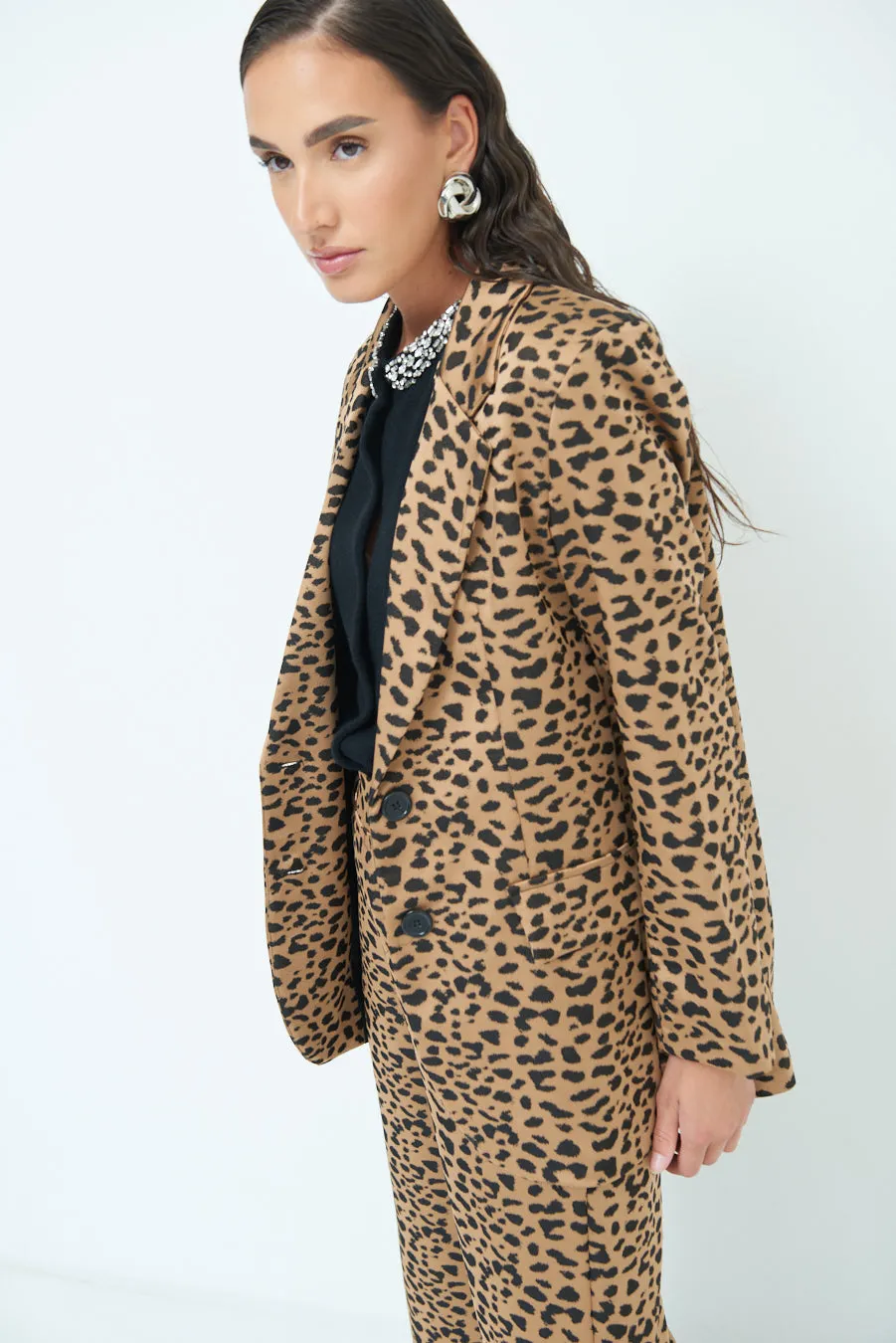 Animal print long blazer wholesale