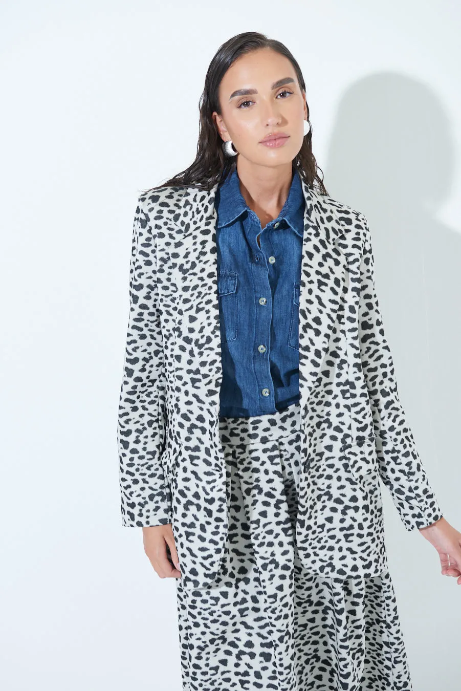 Animal print long blazer wholesale