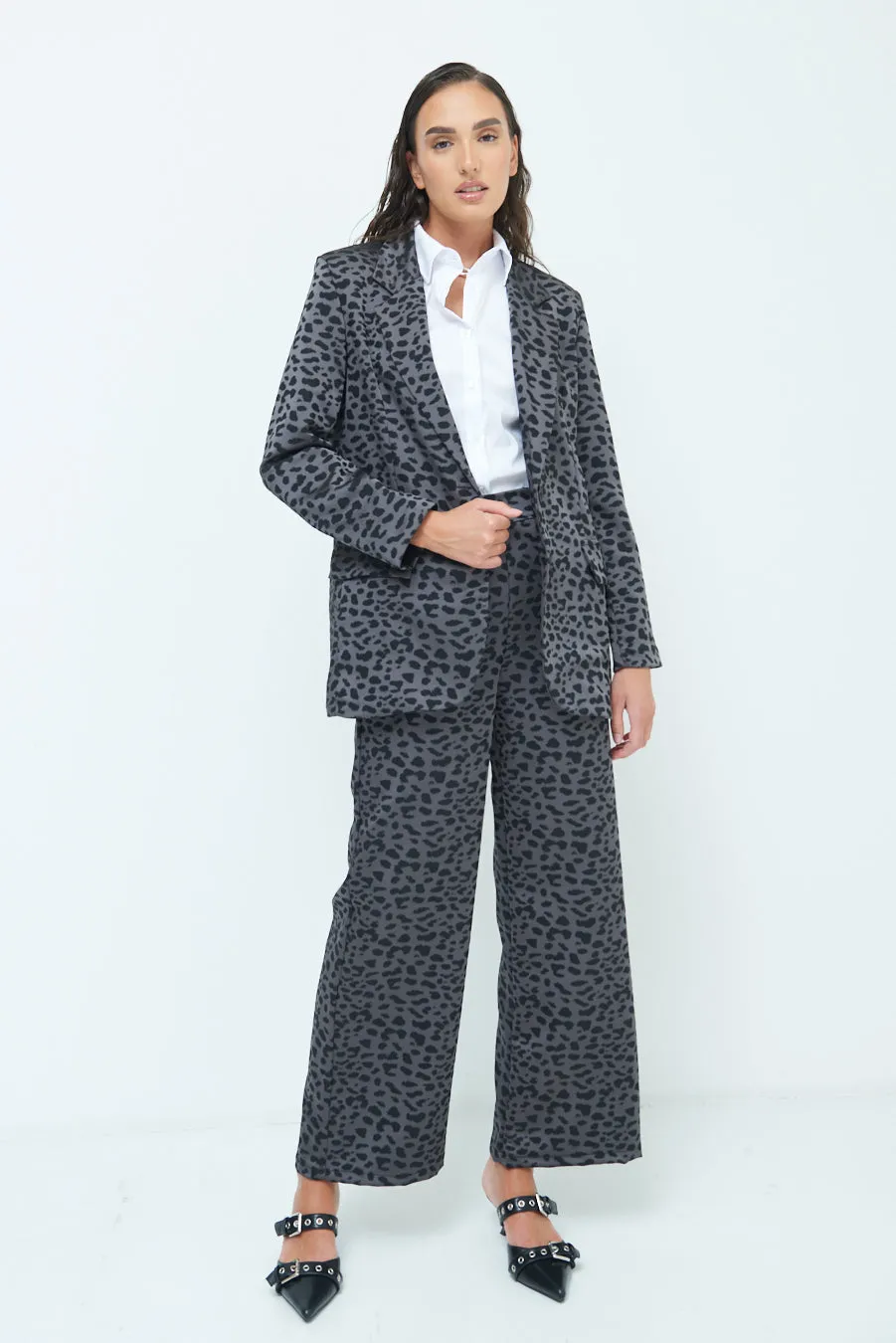 Animal print long blazer wholesale