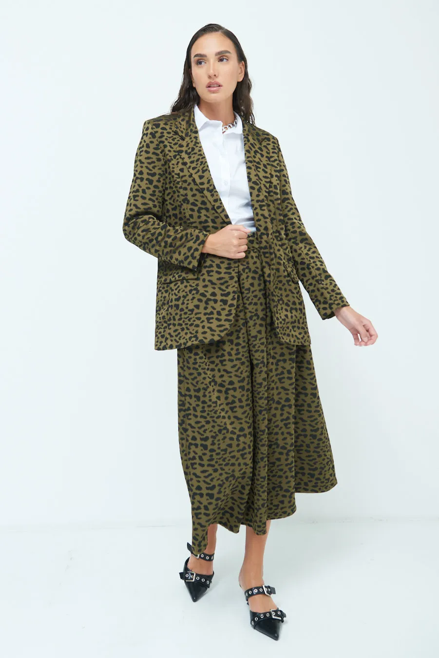 Animal print long blazer wholesale