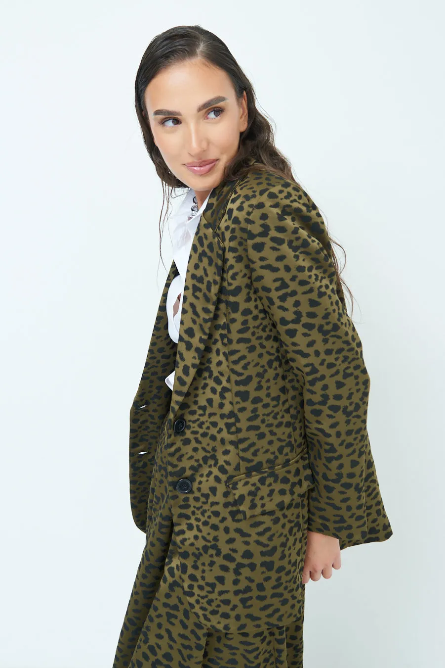 Animal print long blazer wholesale