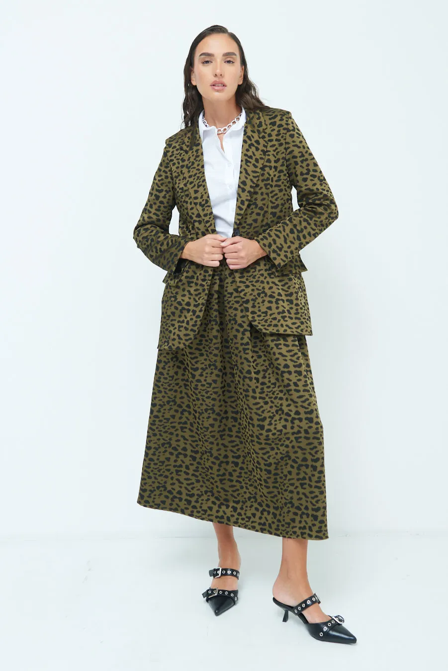 Animal print long blazer wholesale