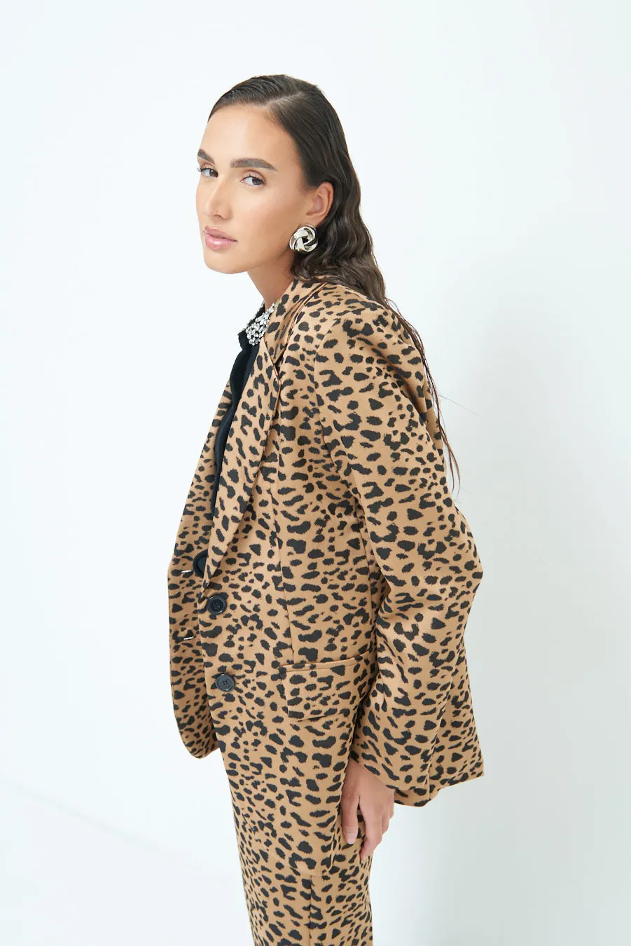 Animal print long blazer wholesale