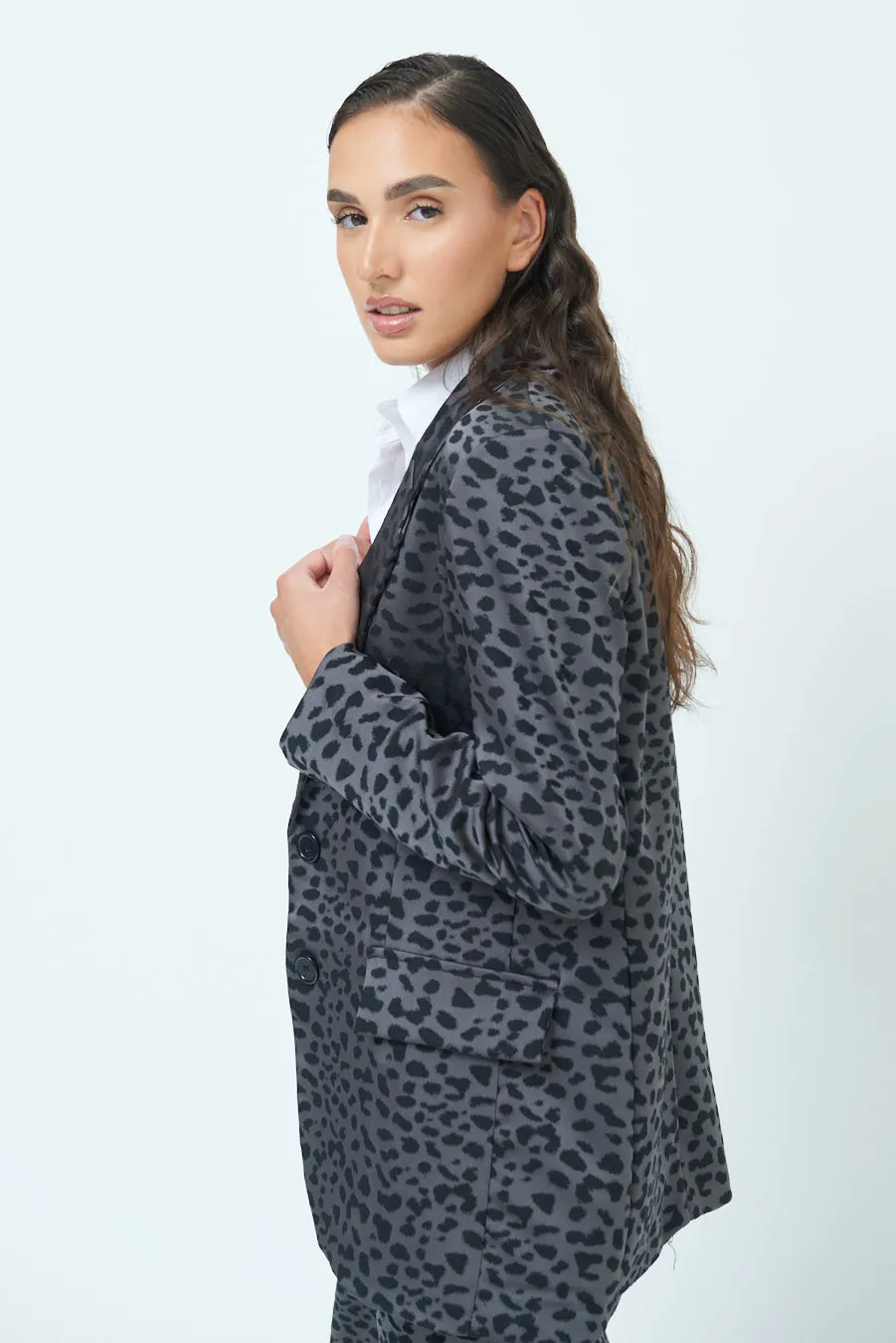 Animal print long blazer wholesale