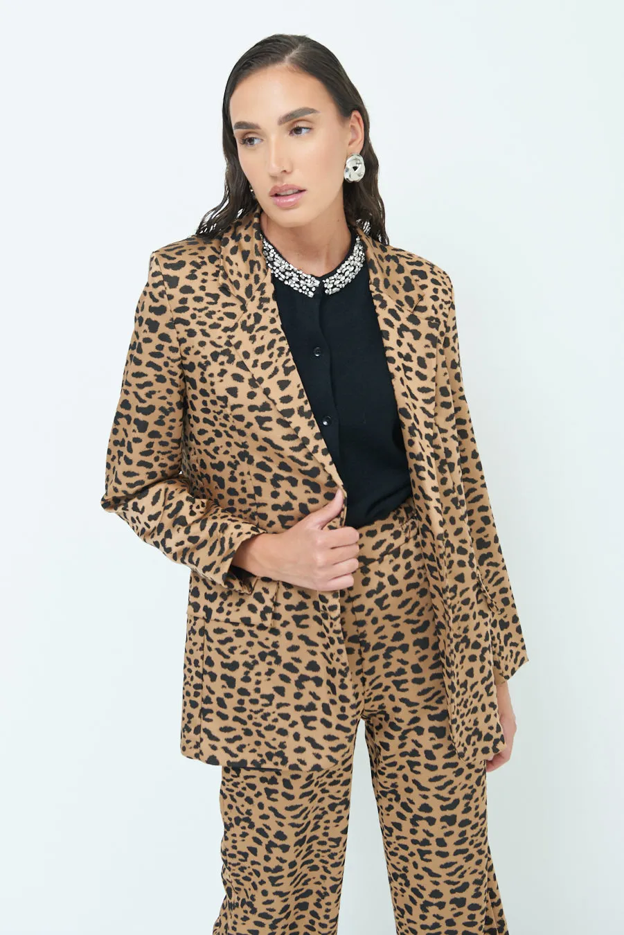 Animal print long blazer wholesale