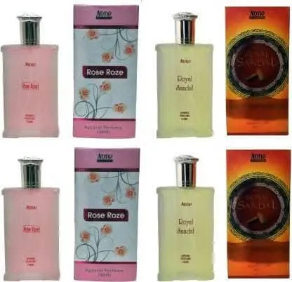 Aone Rose Roze and Royal Sandal Perfume for men 100ml each (pack of 4, 400ml)