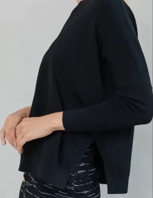 Apparalel SIDE VENT DOLMAN SWEATER IN BLACK