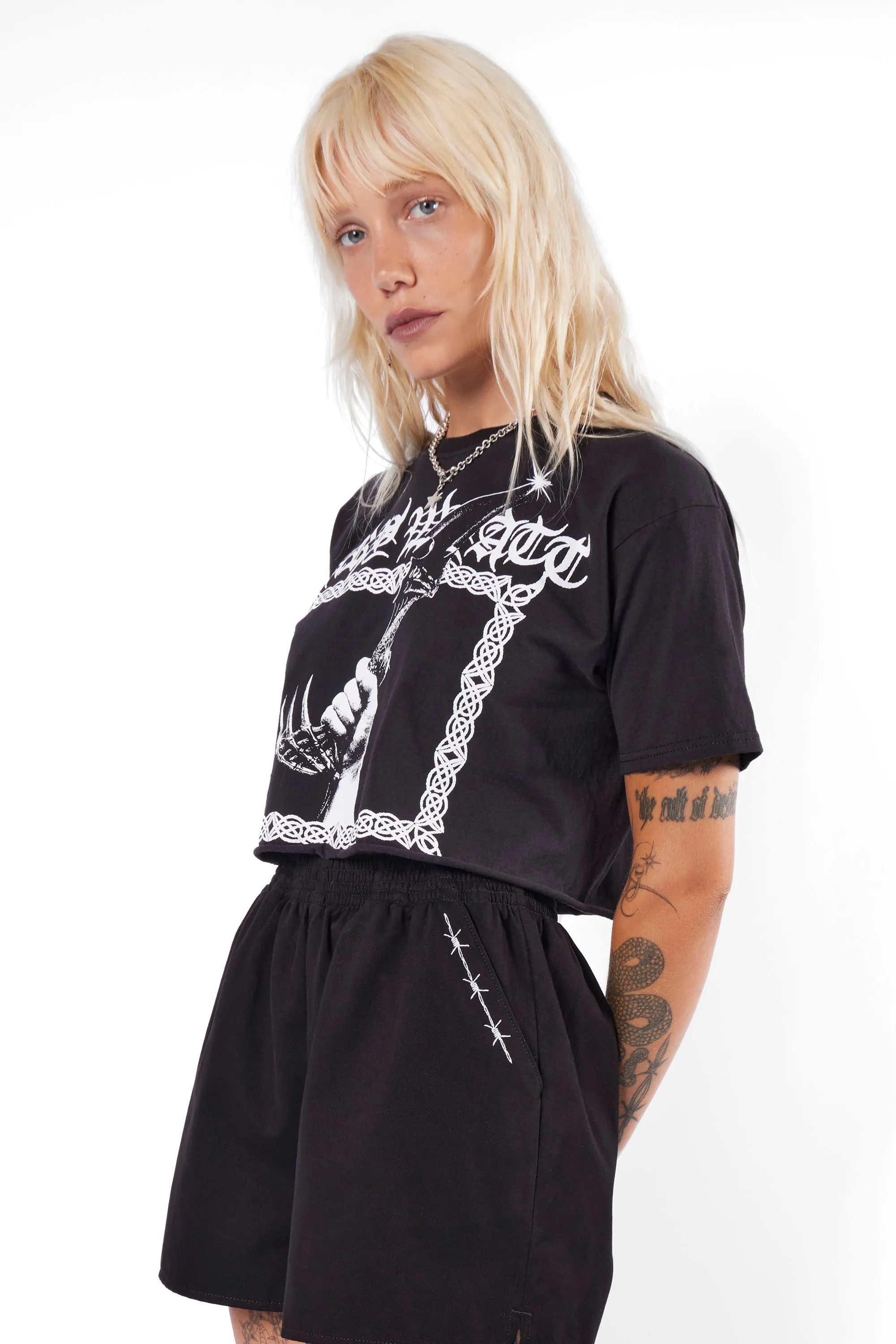 Athame Cropped Cut-Off Tee