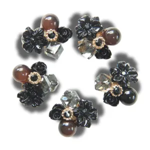 Black flower jewels for clothes