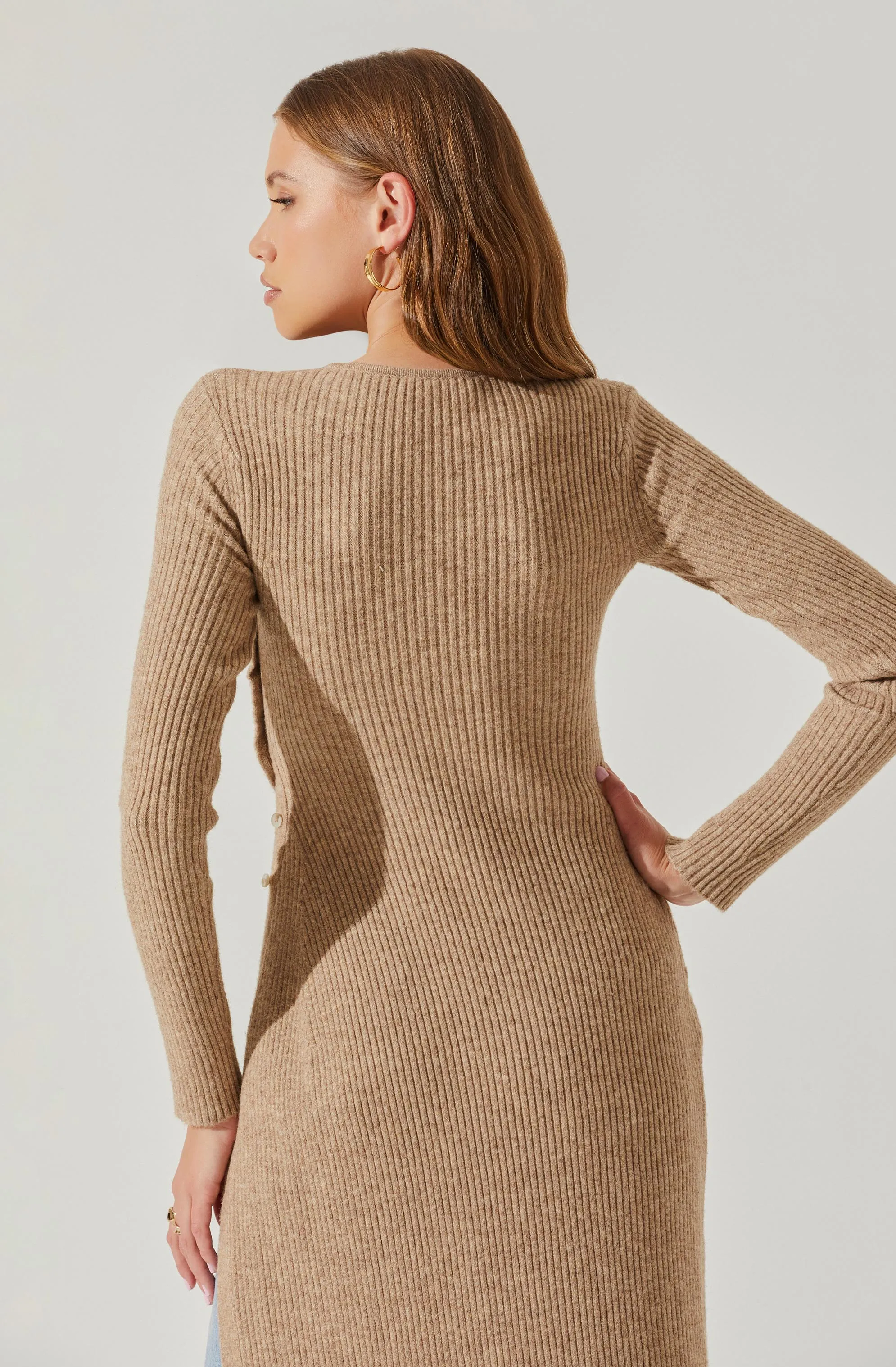 Bray Ribbed Knit Hi Slit Sweater