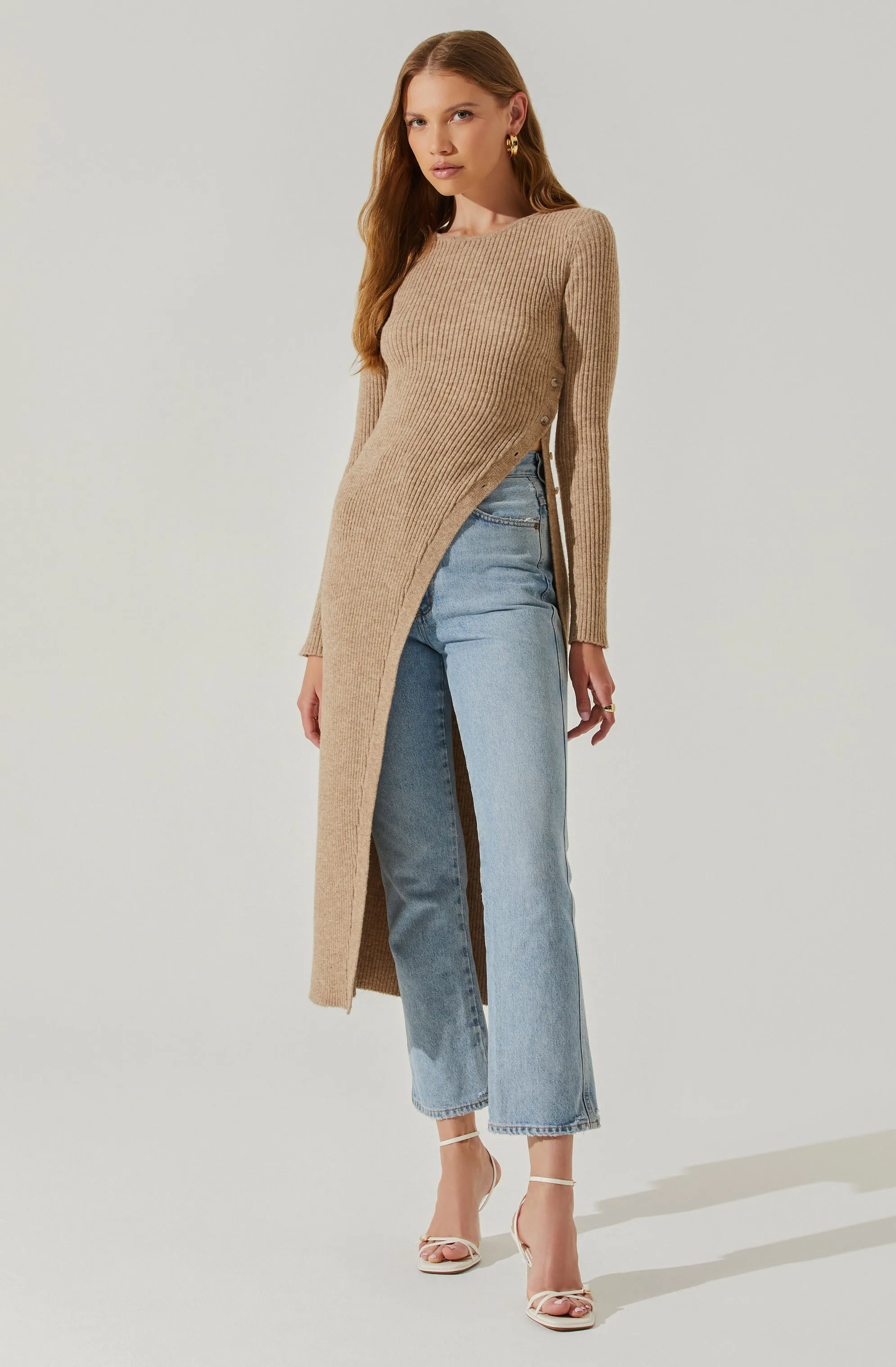 Bray Ribbed Knit Hi Slit Sweater