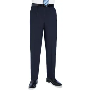 Brook Taverner Langham Single Pleat Trouser - Navy