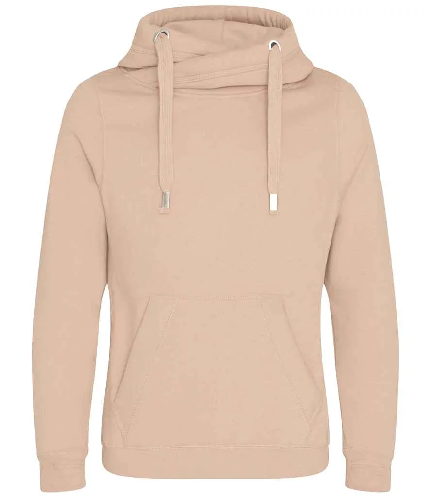 Classic Plain Cowl Neck Luxe Hoodie - Caramel