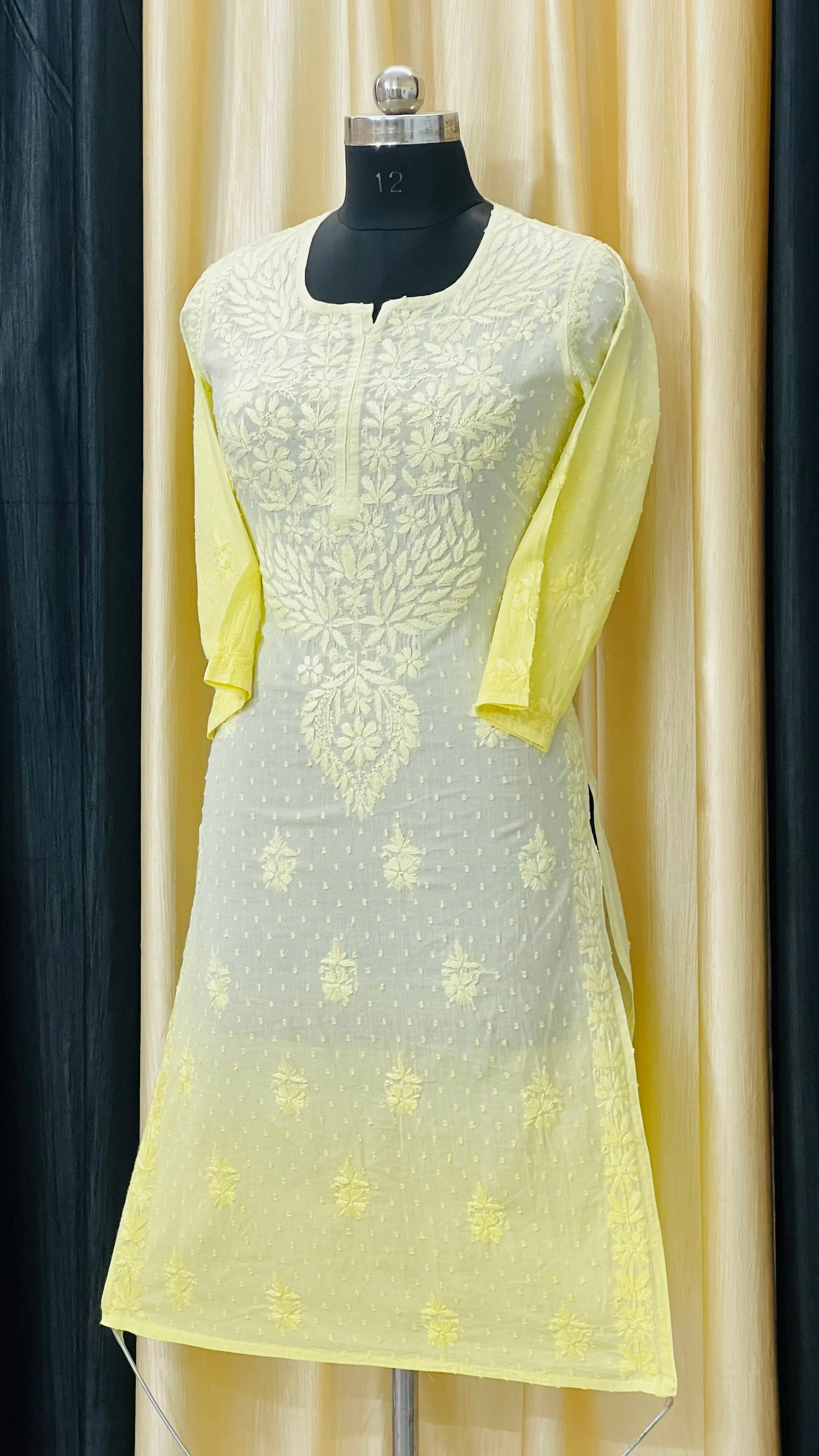 Cotton Dyeable chikan kurti