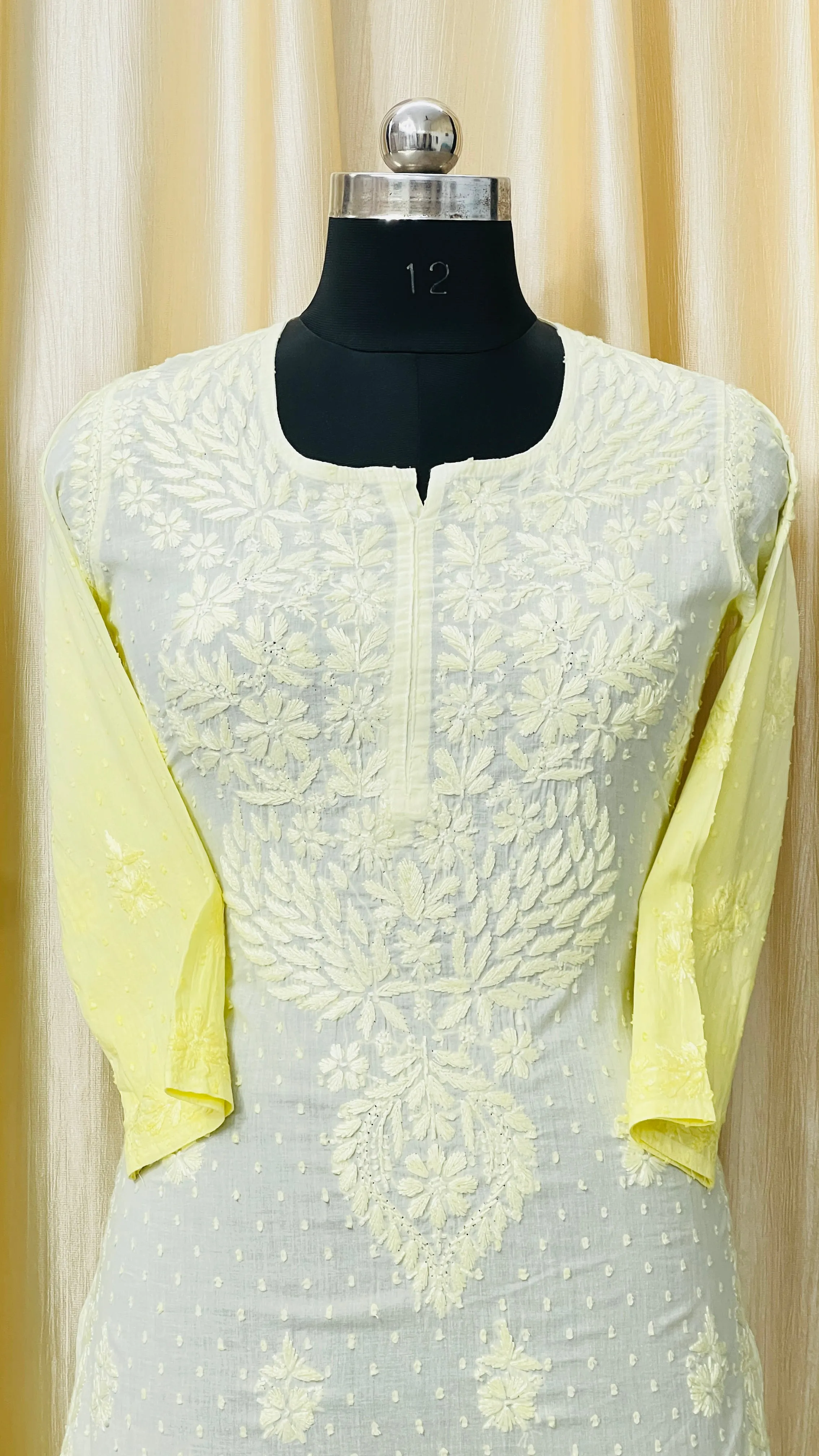 Cotton Dyeable chikan kurti