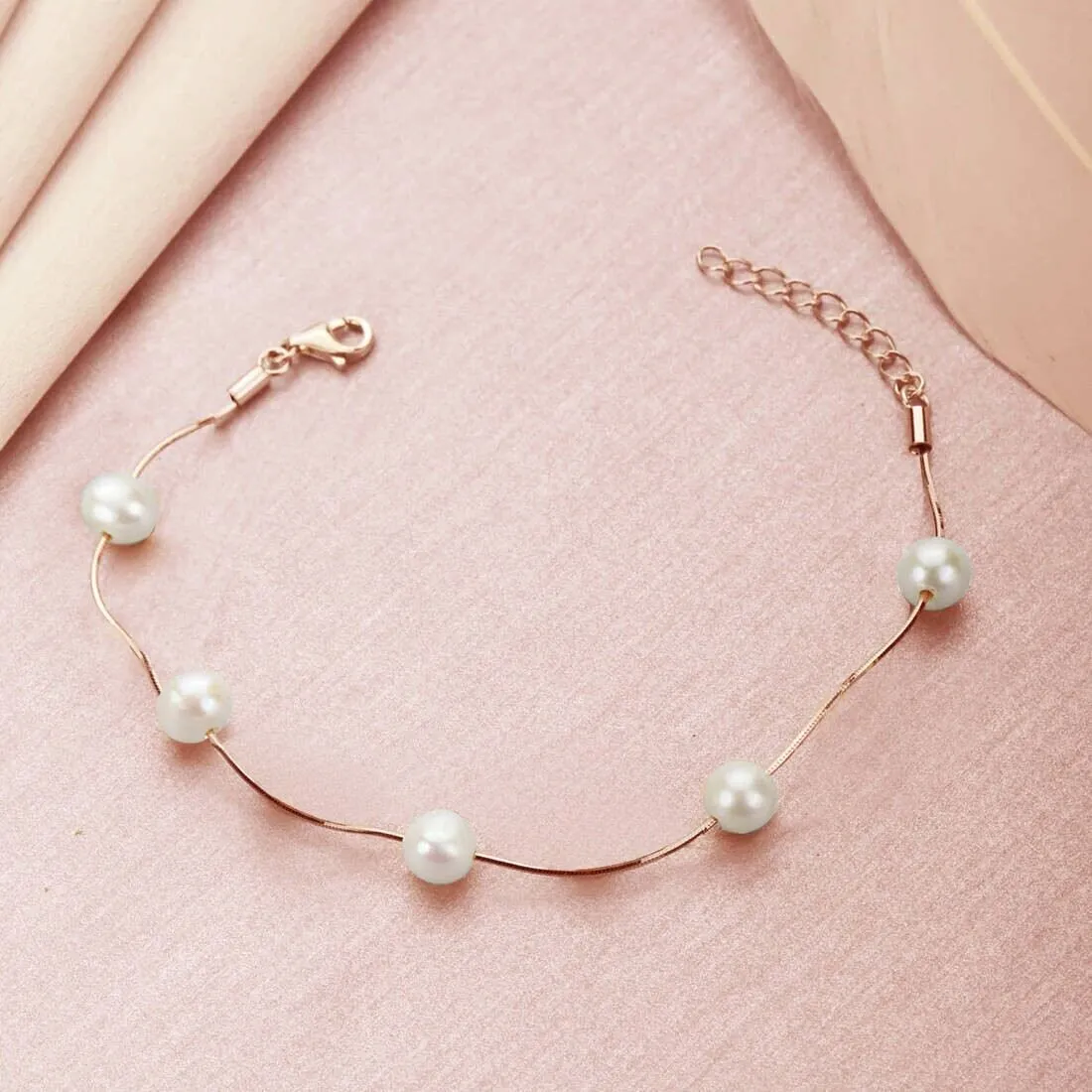 Divine Pearl Rose Gold 925 Silver Bracelet