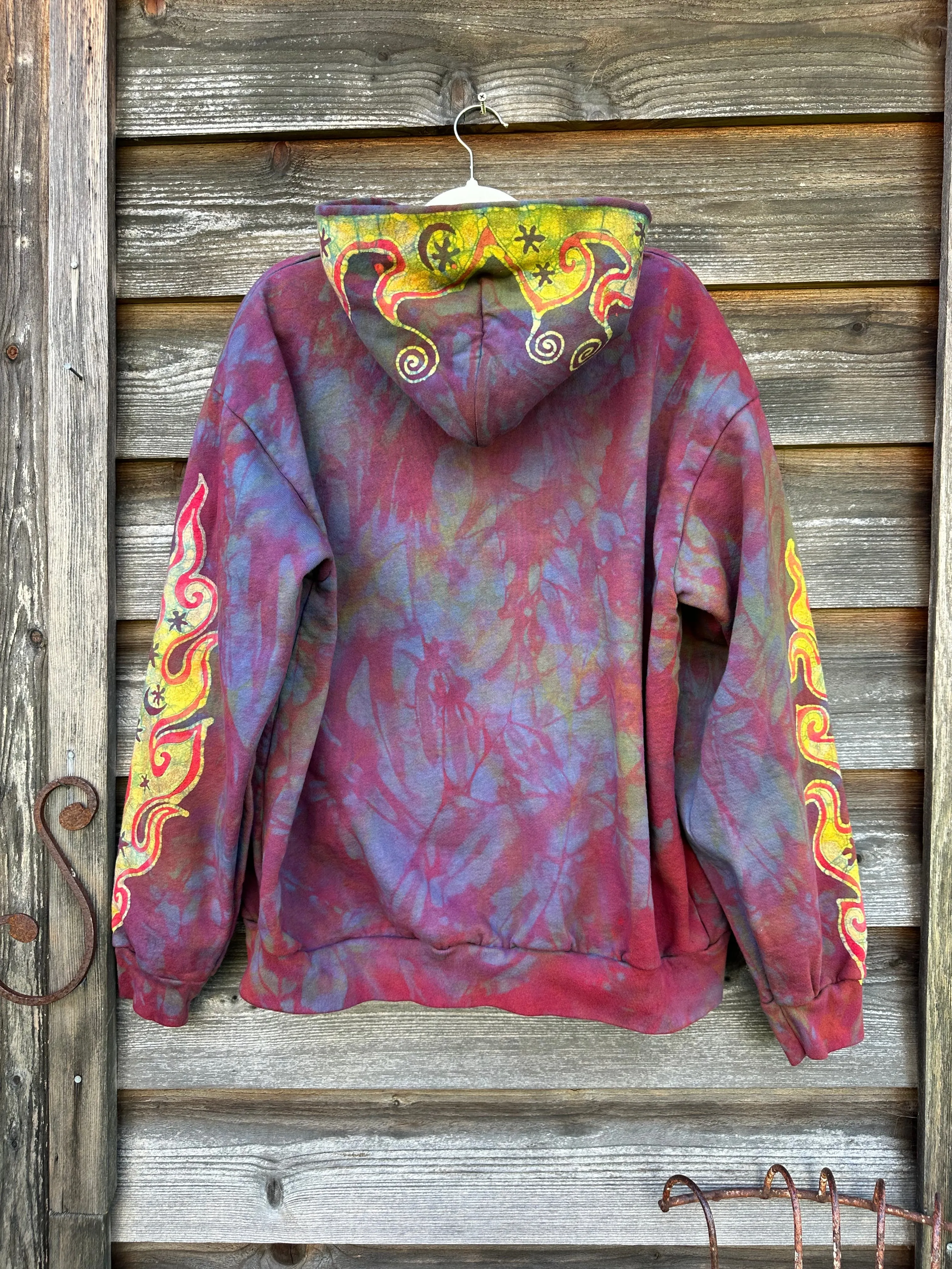 Driftwood Bonfire Handcrafted Batik Zipper Hoodie - Size XL