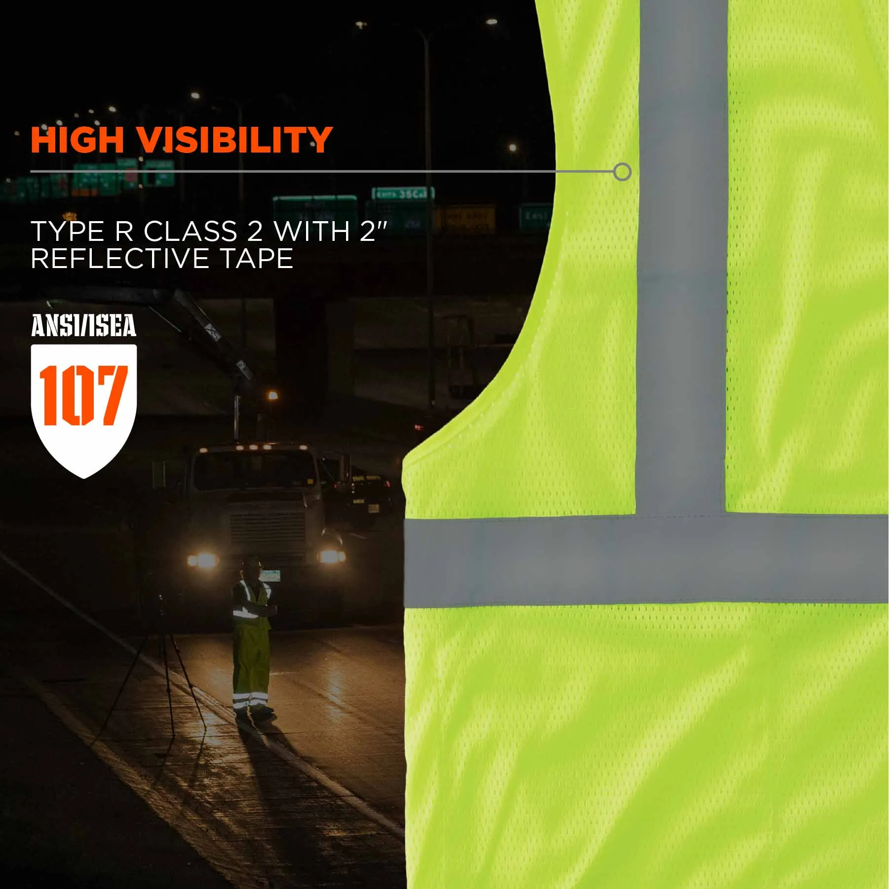 Ergodyne 24521 8210HL-S XS Lime Class 2 Economy Mesh Vest - Single Size