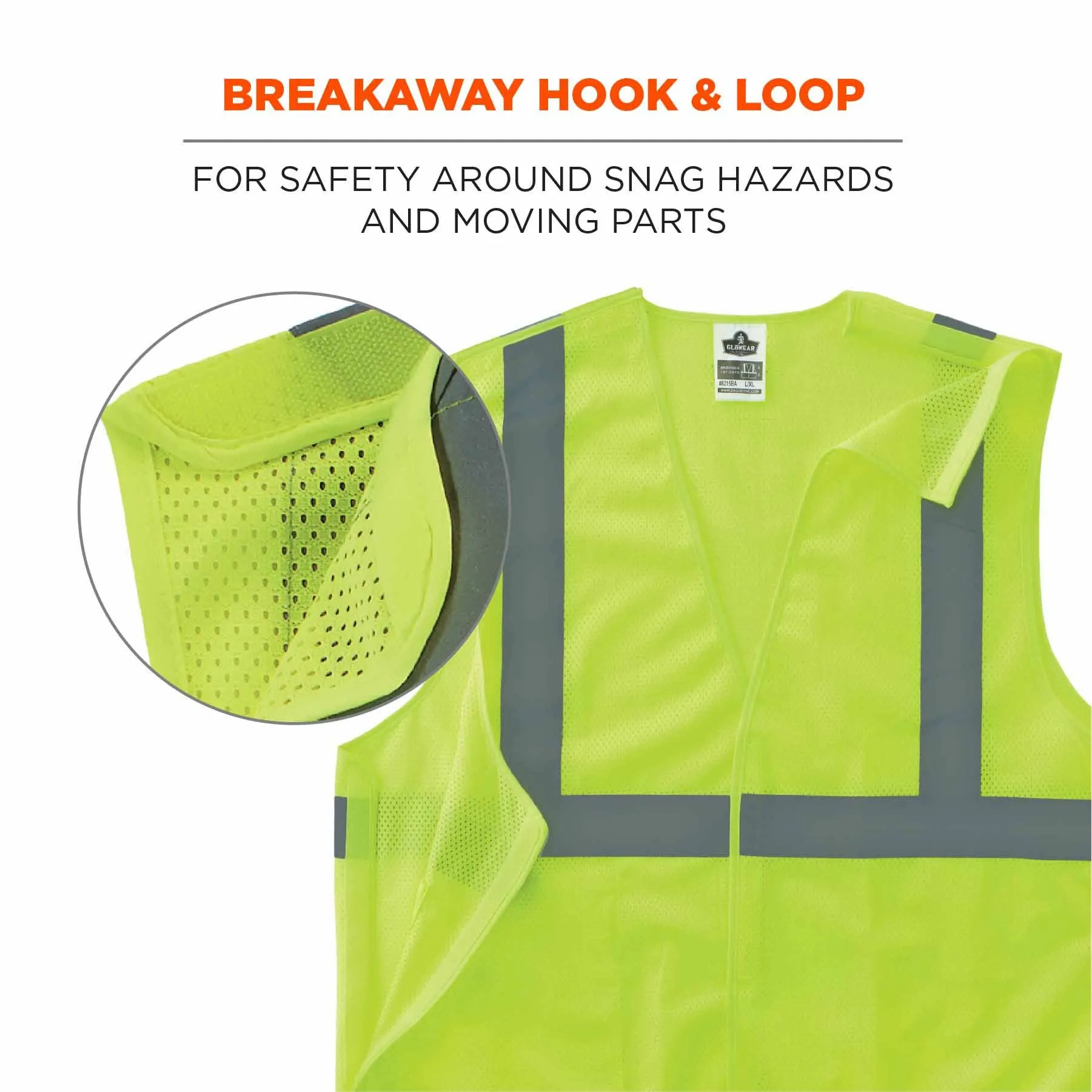 Ergodyne 24541 8215BA-S XS Lime Class 2 Economy Breakaway Mesh Vest - Single Size