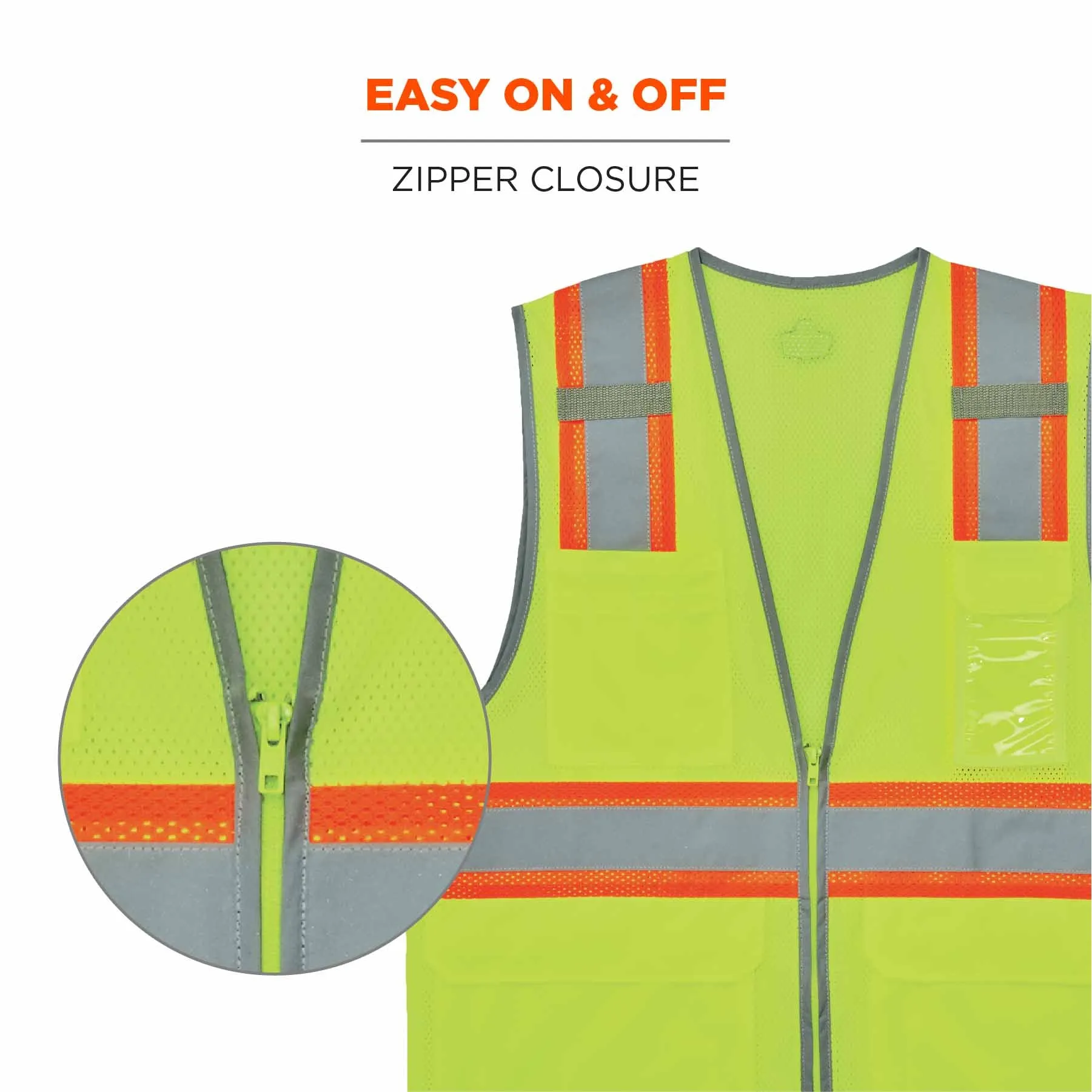 Ergodyne 24564 8246Z-S L Lime Class 2 Two-Tone Mesh Vest - Single Size