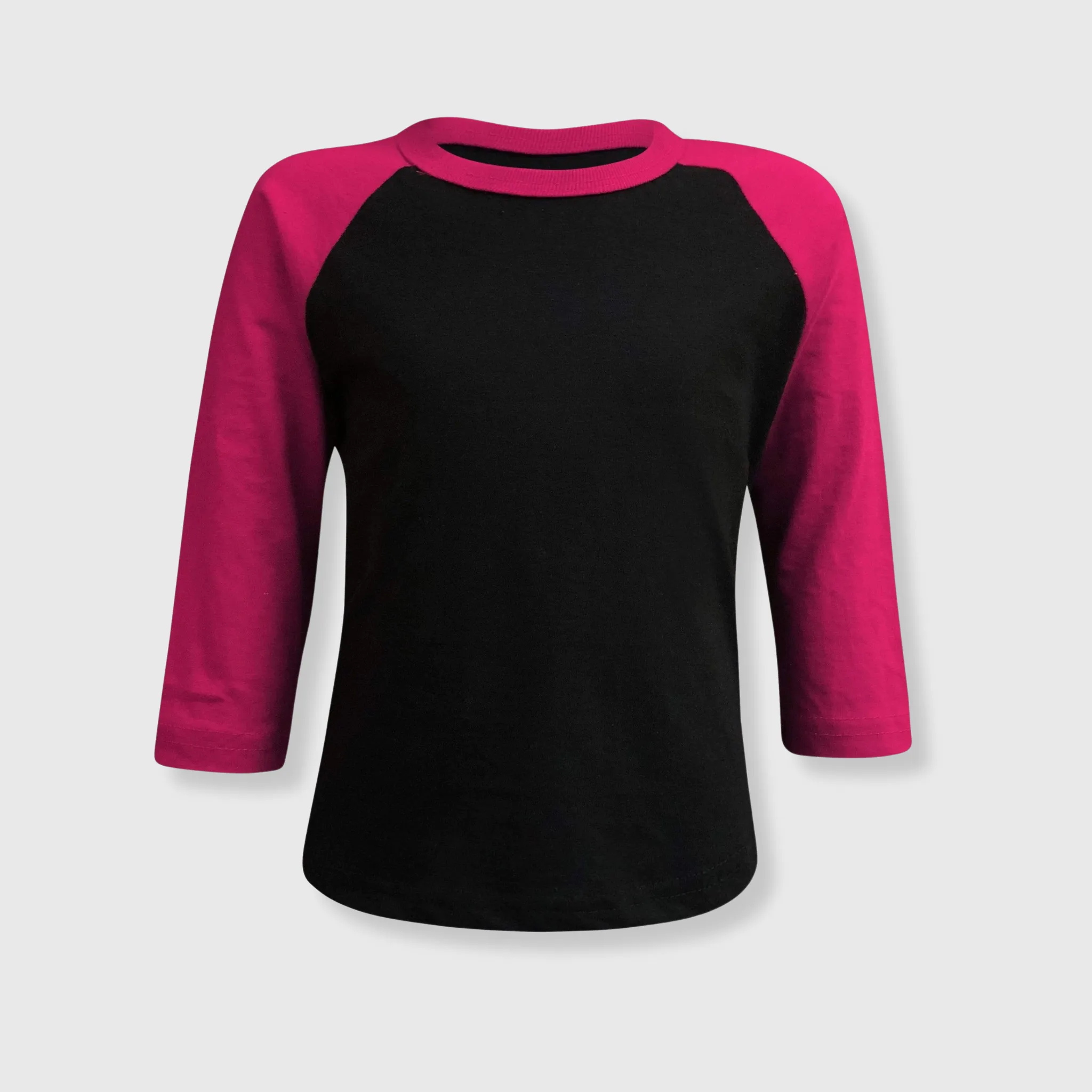 Kids Plain Raglan 3/4 T-Shirt - Black Body