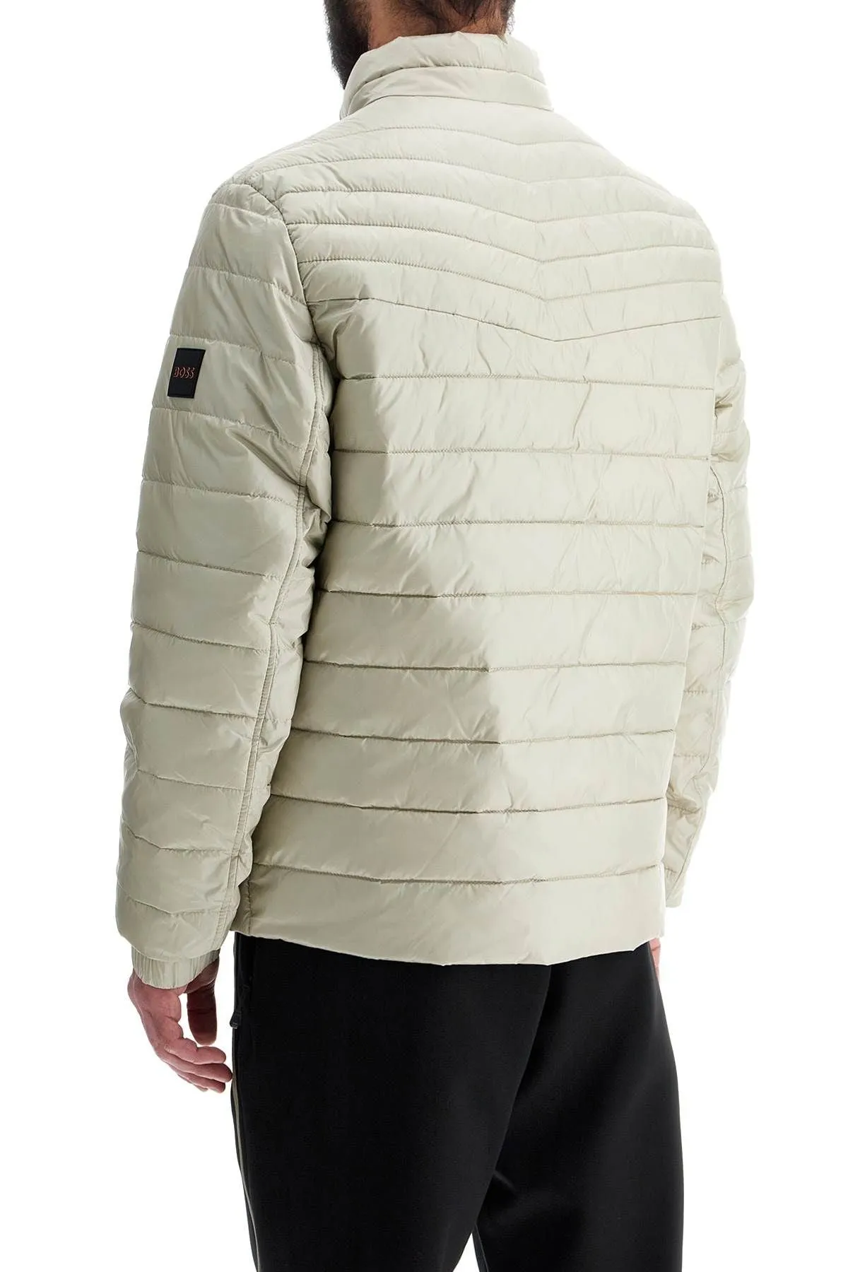 LIGHT BEIGE QUILTED JACKET WITH ZIP