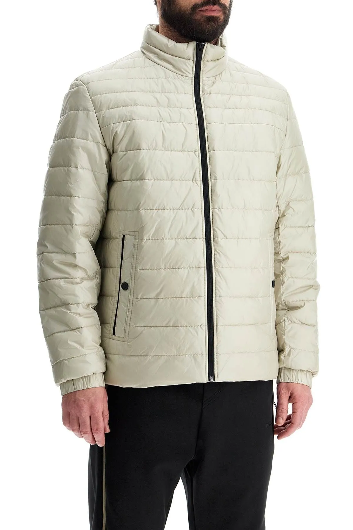 LIGHT BEIGE QUILTED JACKET WITH ZIP