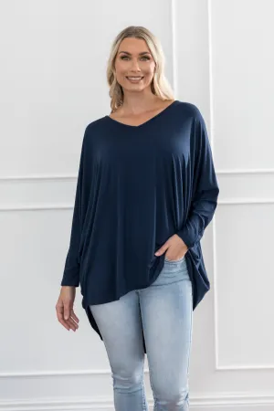 Long Sleeve Hi Low Miracle Top | Navy