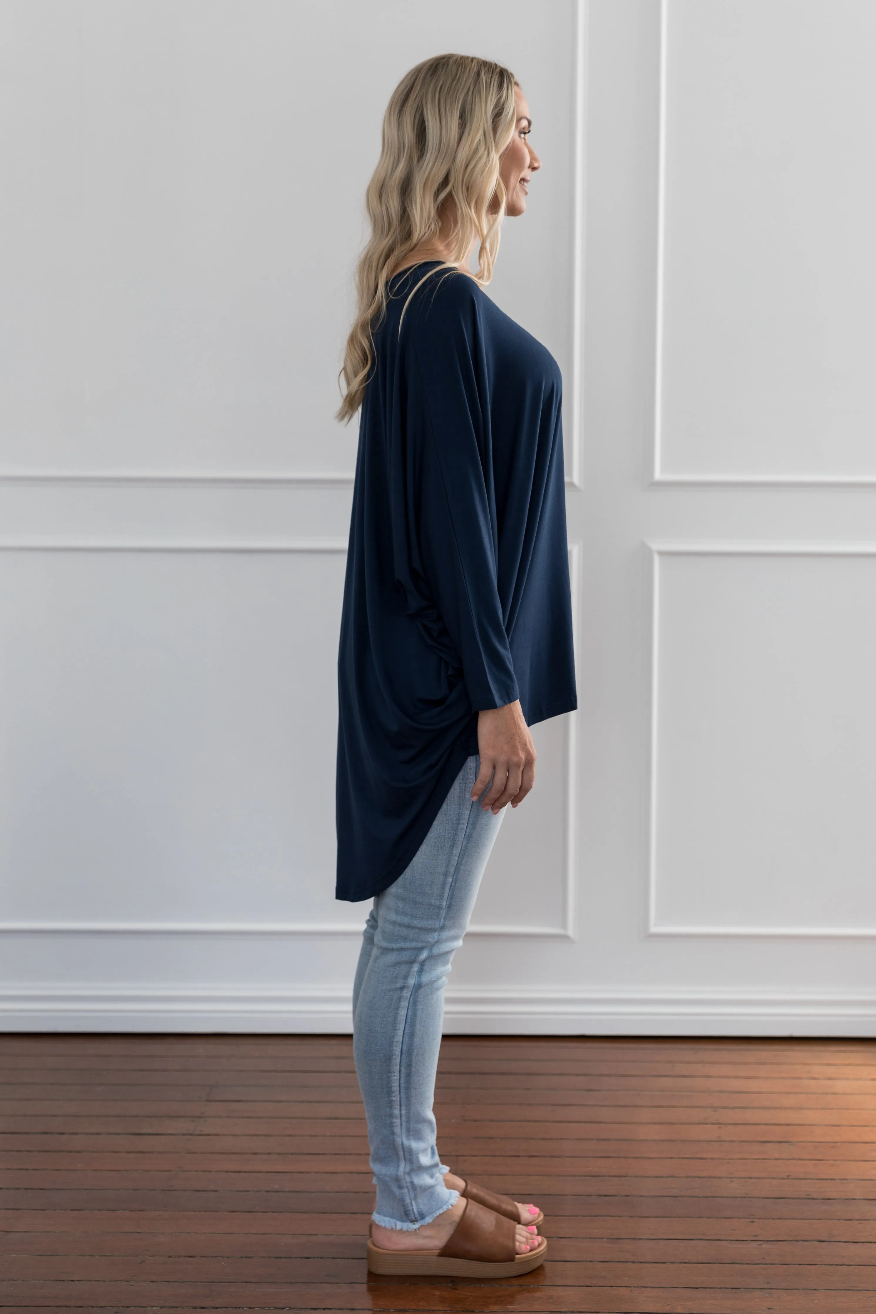 Long Sleeve Hi Low Miracle Top | Navy