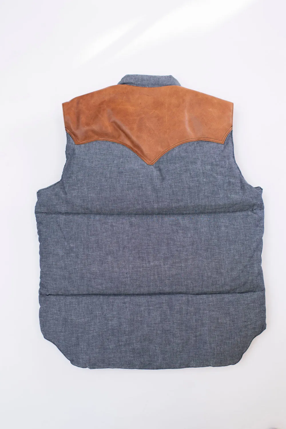 Lot 2200 - Rocky Mountain x Warehouse Selvedge Chambray Down Vest - Navy