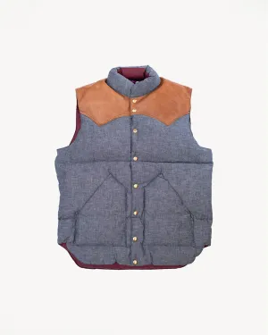 Lot 2200 - Rocky Mountain x Warehouse Selvedge Chambray Down Vest - Navy