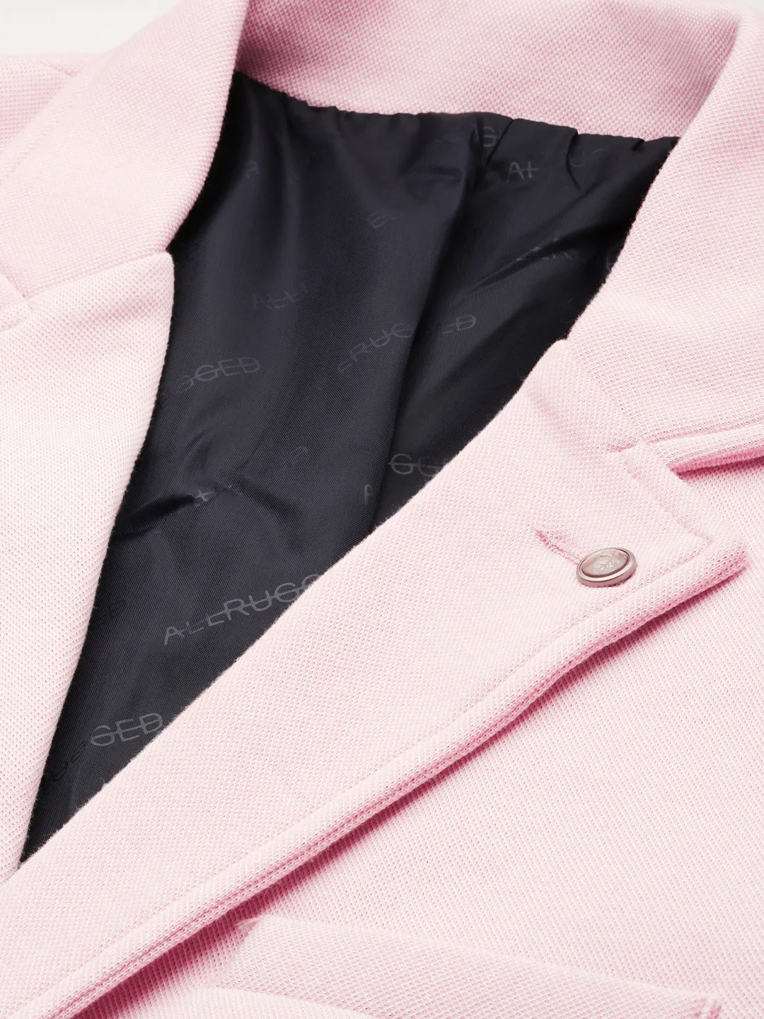 Men Pink Solid Casual Blazers