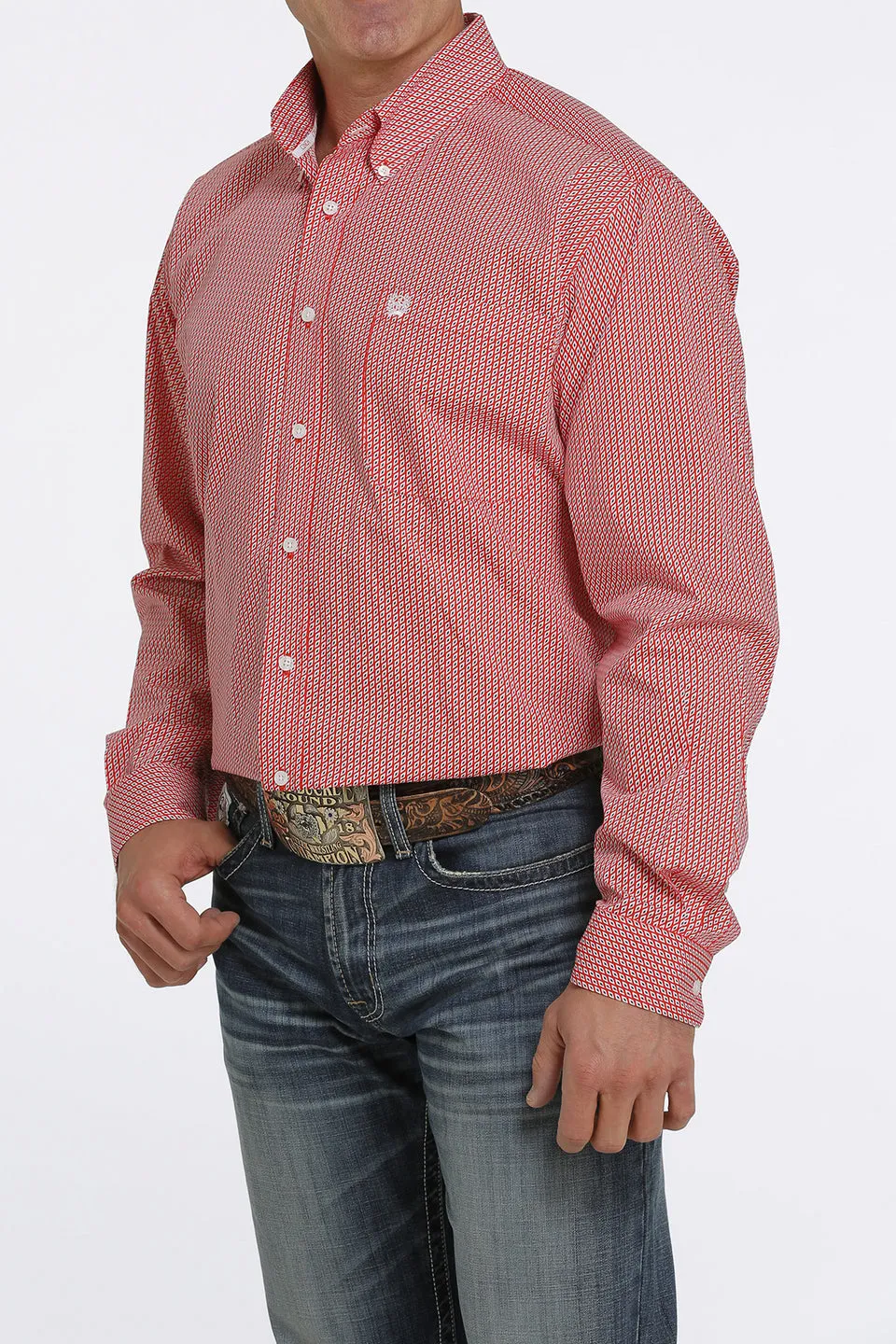 MEN'S CINCH DIAMOND PRINT BUTTON-DOWN WESTERN SHIRT - RED / BLUE / WHITE