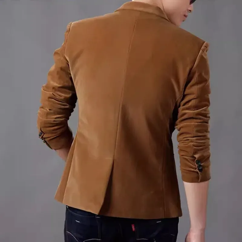 Men's Elegant Slim Fit One-Button Velvet Blazer | Ideal for All Seasons