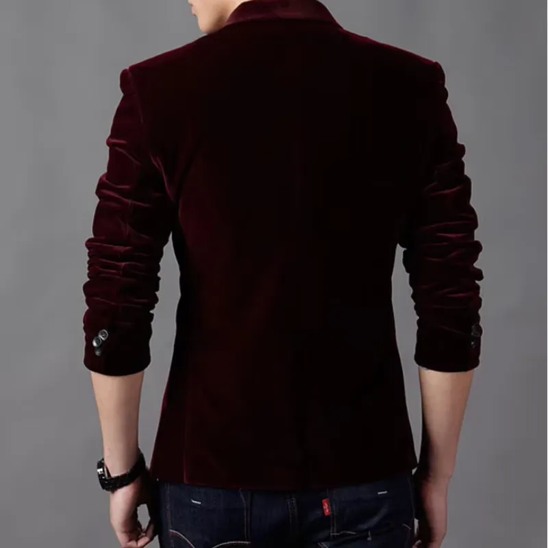 Men's Elegant Slim Fit One-Button Velvet Blazer | Ideal for All Seasons