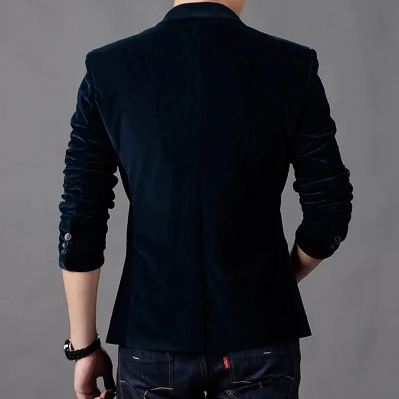 Men's Elegant Slim Fit One-Button Velvet Blazer | Ideal for All Seasons