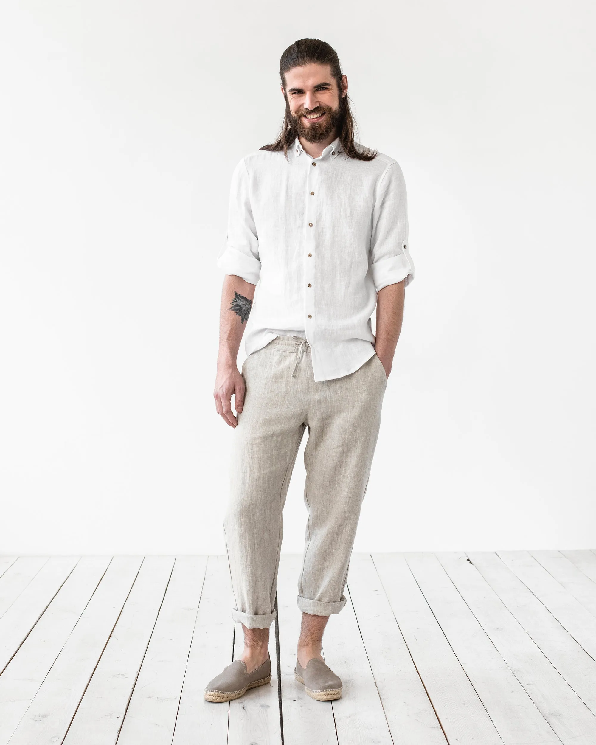 Men's linen pants PALERMO in Natural melange