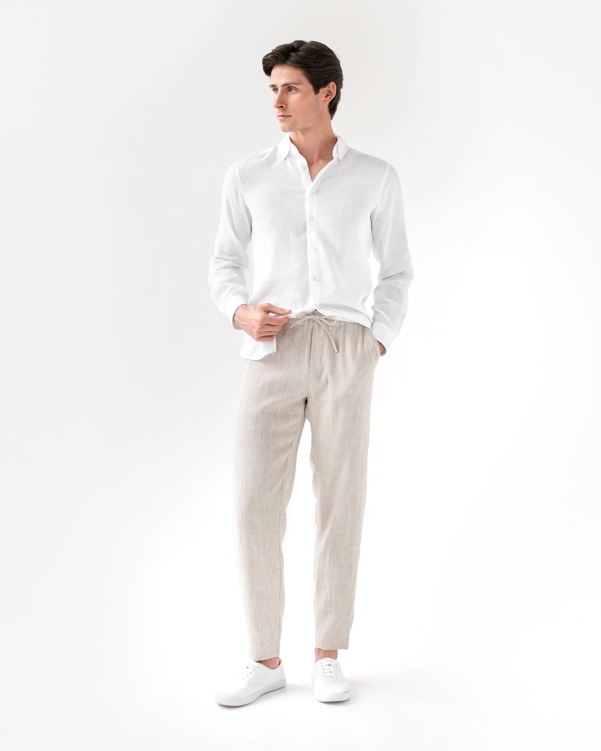 Men's linen pants PALERMO in Natural melange